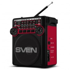 SV-017132 АС SVEN SRP-355, красный (3 Вт, FM/AM/SW, USB, SD/microSD, фонарь, встроенный аккумулятор)