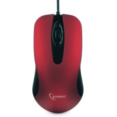 MOP-400-R Мышь Gembird USB, красн, бесшум клик, 3кн, 1000DPI, soft-touch, каб 1.45м, блистер  {100}